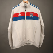 Olympique Lyonnais Adidas Track Jacket – White Red Blue – Vintage 2000s Football Windbreaker